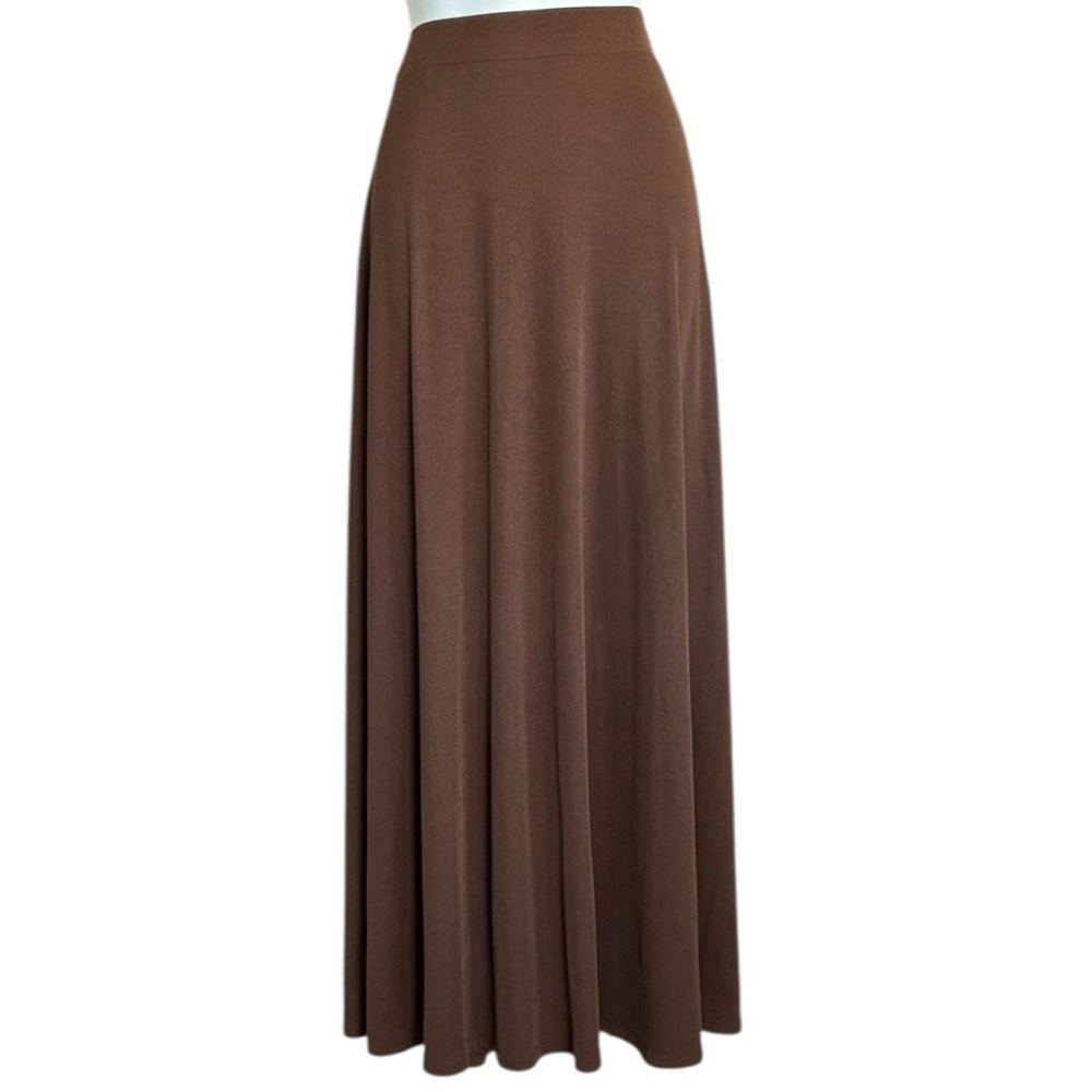 CIDER Cocoa Brown Flowy Knit Maxi Skirt, elastic Waist/Easy Pull-on. 1XL